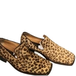 Leopard print men's dress loafers by Olivier made in Italy hair on cowhide 9.5